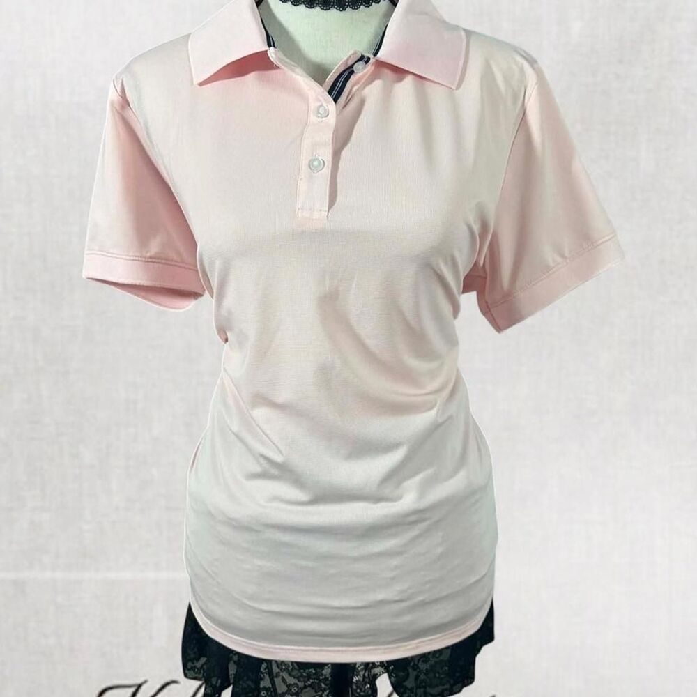 Coquette Activewear Light Pink Polo With Black Trim
